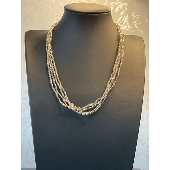 Multi-Strand Beaded Necklace Adjustable Length Lobster Clasp Elegant & Chic - Picture 1 of 5